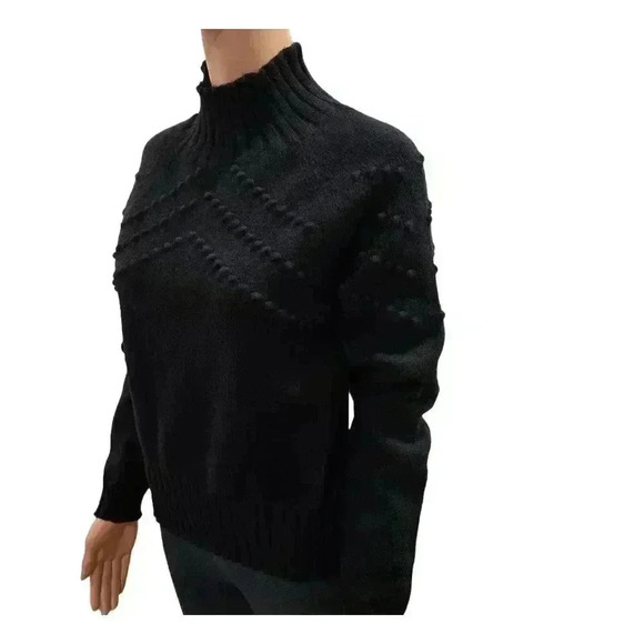 Elegant Black Mock Neck Knit Sweater - New with Tags - Picture 2 of 14
